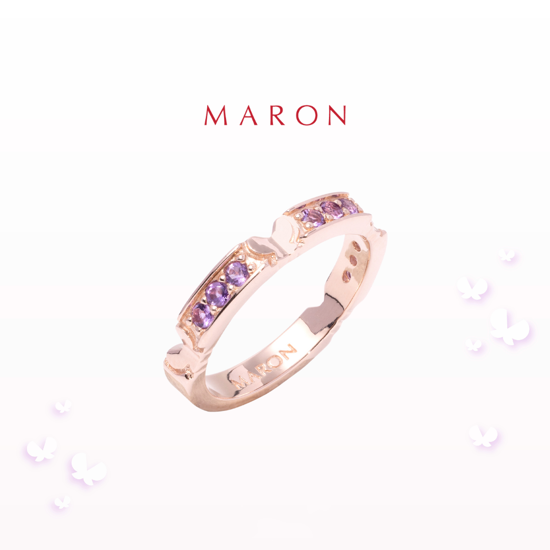 MARON - Happy Sign Band Ring with Amethyst เงินแท้925 พลอยแท้ พลอยอเมทิสต์