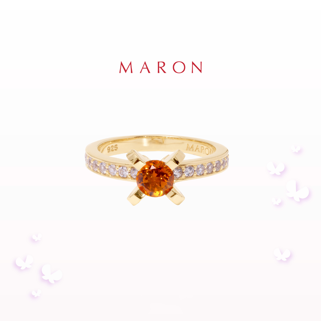 MARON - Happy Sign Ring with Madeira Citrine เงินแท้925 พลอยแท้ พลอยซิทรินมาเดรา