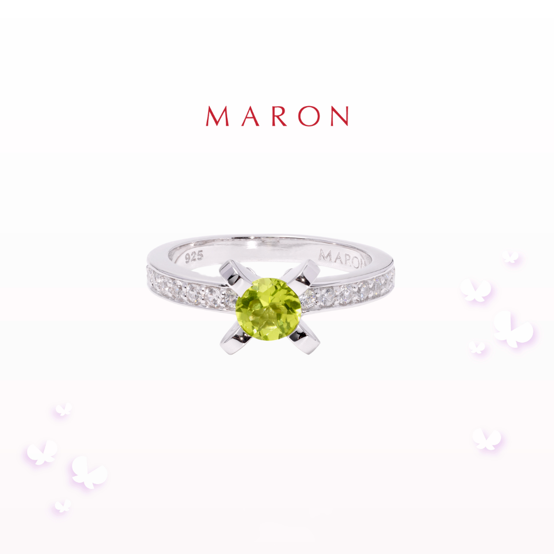 MARON - Happy Sign Ring with Peridot เงินแท้925 พลอยแท้ พลอยเพอริดอท