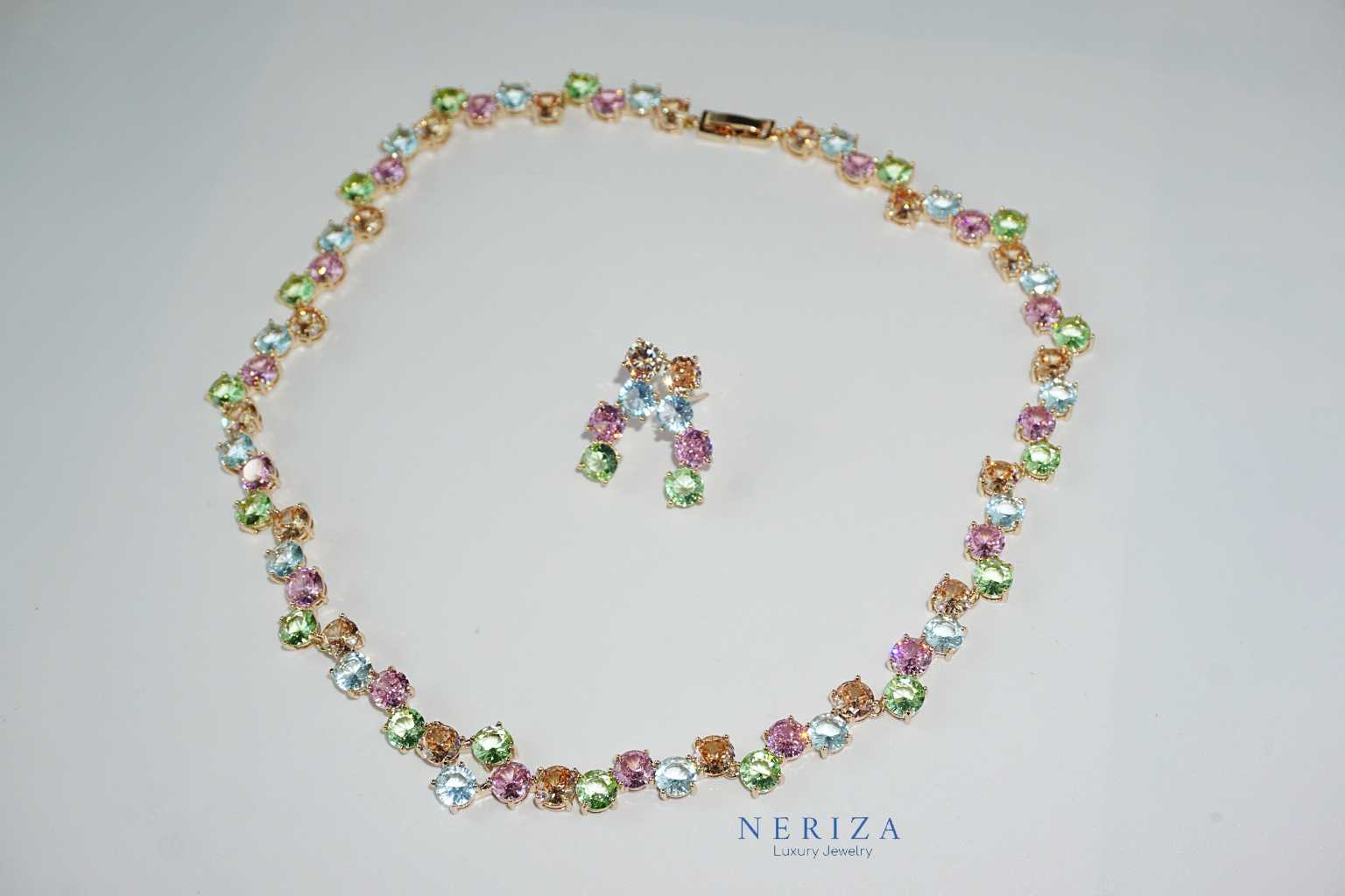 ชุดเครื่องประดับเพชรสังเคราะห์ เกรดพรีเมี่ยม เพชรรอบคอ รหัส NZC039