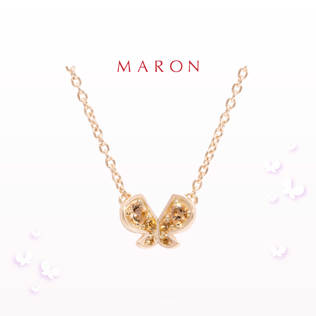 MARON - Happy Sign Necklace with Golden Citrine  เงินแท้925 พลอยแท้ พลอยโกลเดนซิทริน