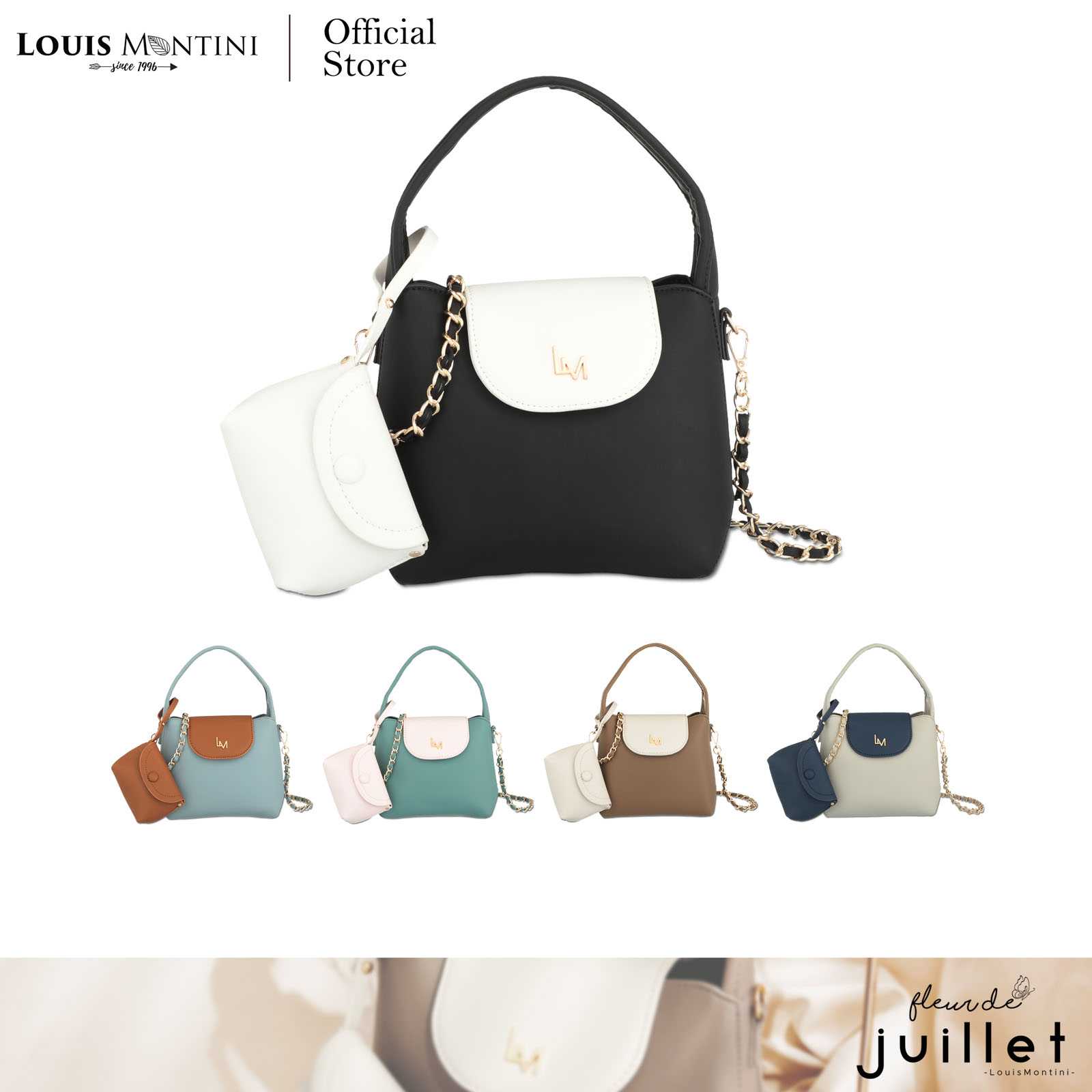 Louis Montini (Fleur De Juillet) กระเป๋าผู้หญิงสะพายข้าง Women's Shoulder Bag LY21 - Larkspur #21
