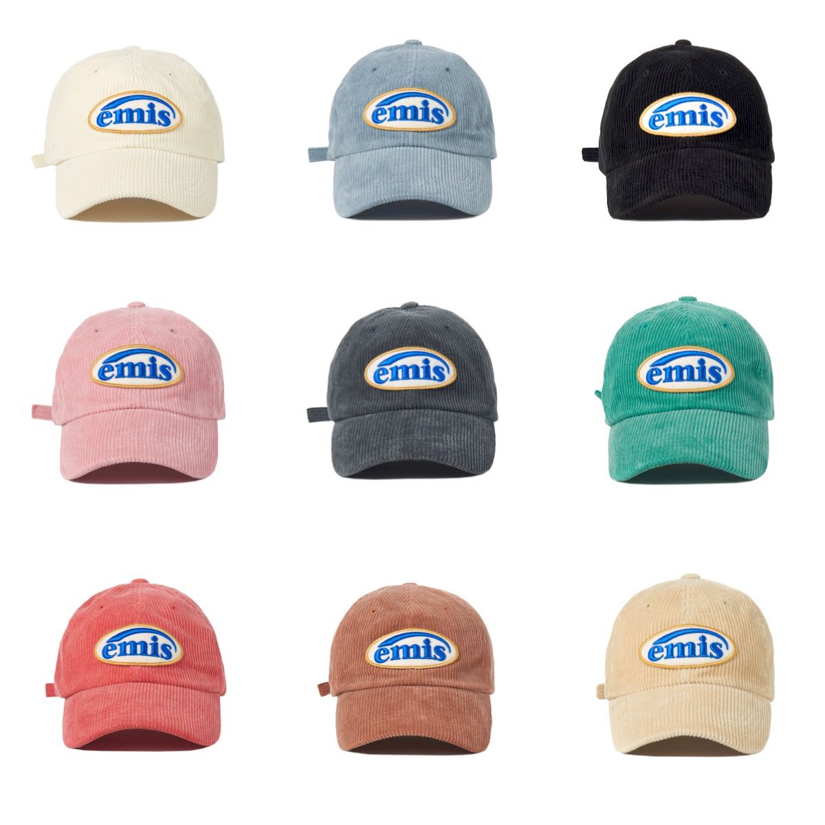 (พร้อมส่ง) หมวกลูกฟูก EMIS รุ่น CORDUROY WAPPEN BALL CAP แบบคุณใบเฟิร์นและ JISOO BLACKPINK