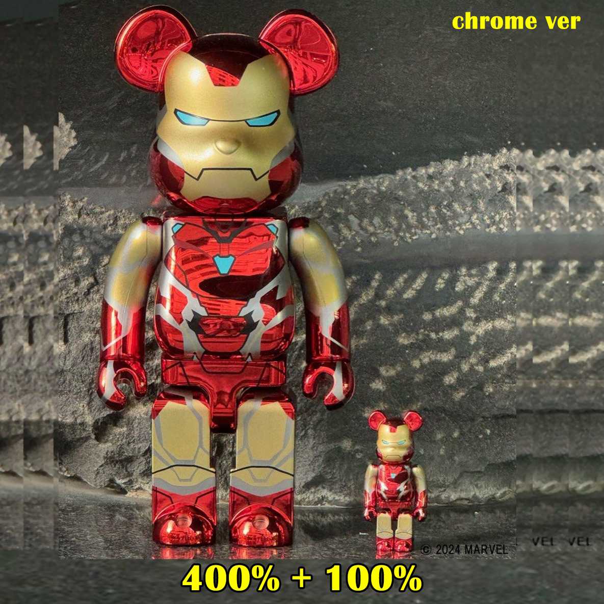 BE@RBRICK IRON MAN MARK85 CHROME Ver. 100％ & 400％ (TC)