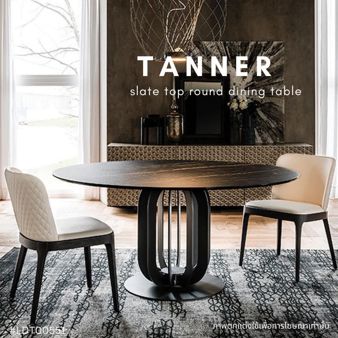 TANNER slate top round dining table  