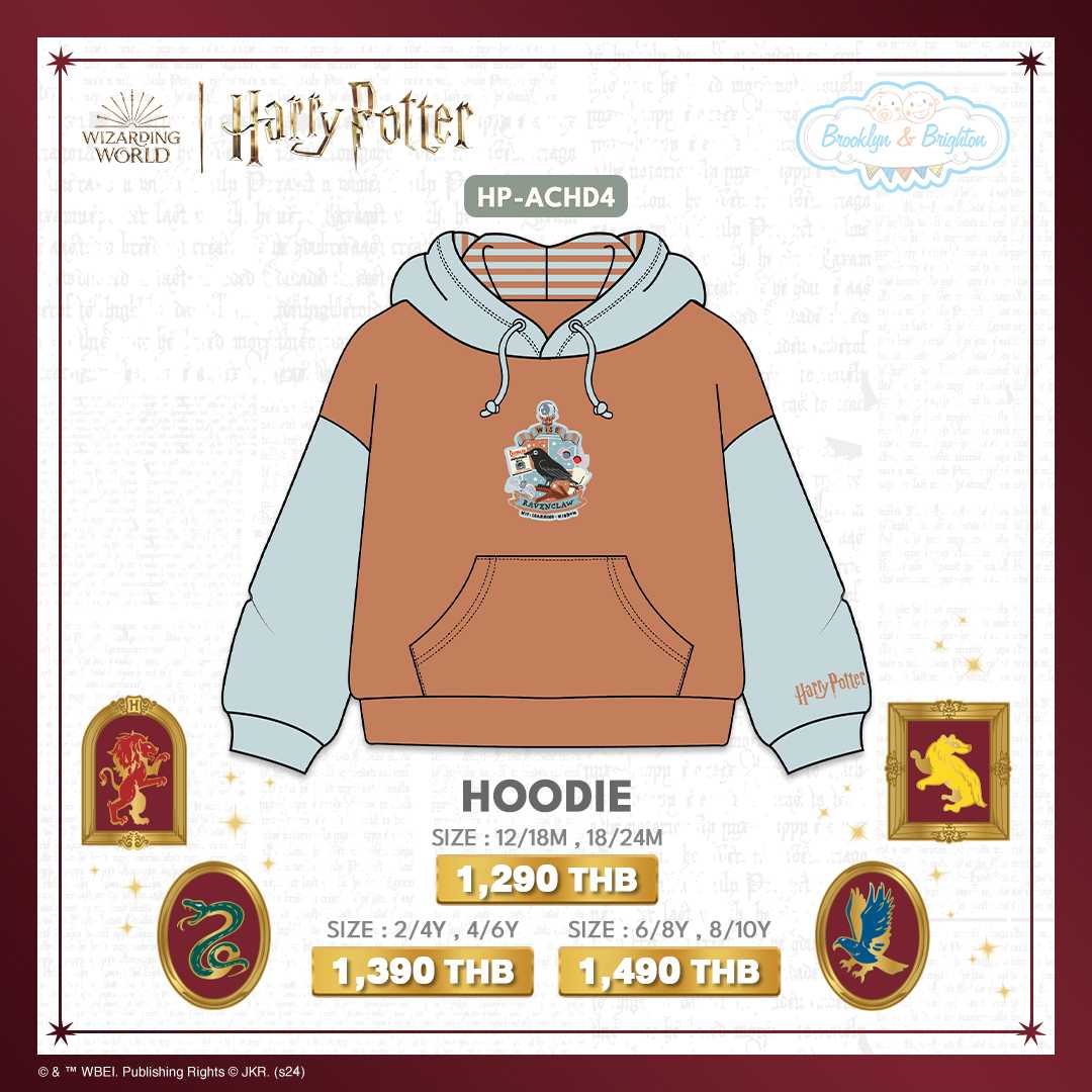 Harry Potter Hogwarts Arts & Crafts - Ravenclaw Hoodie | HP-ACHD4 (Size: 12/18M-8/10Y)