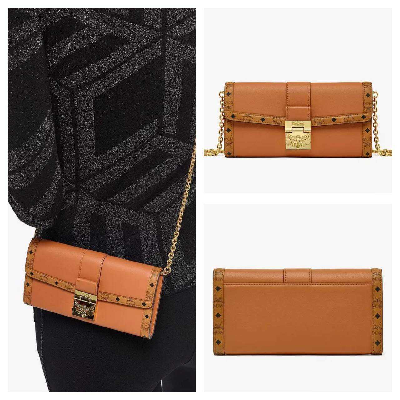 (ช็อปไทย) MCM Large Tracy Chain Wallet In Visetos Mix