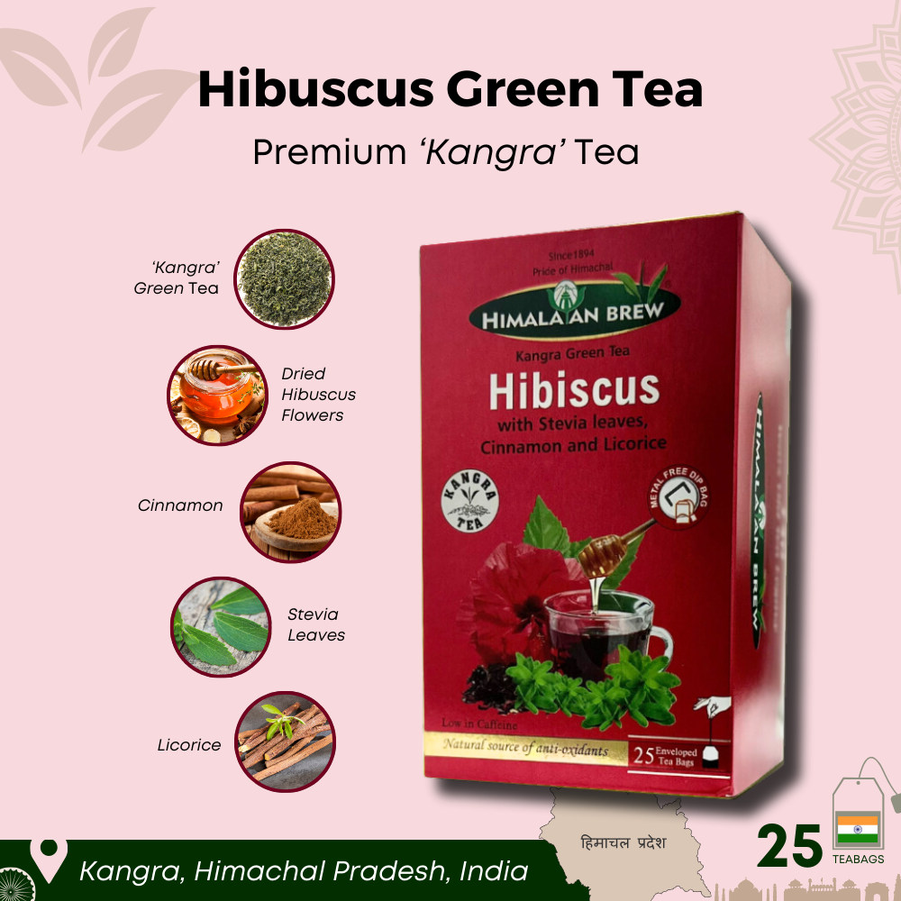 Himalayan Brew Hibiscus Green Tea (25 tea bags) ชาเขียวชบา ชนิดซอง แพ็ค 25 ซอง (low caffeine)