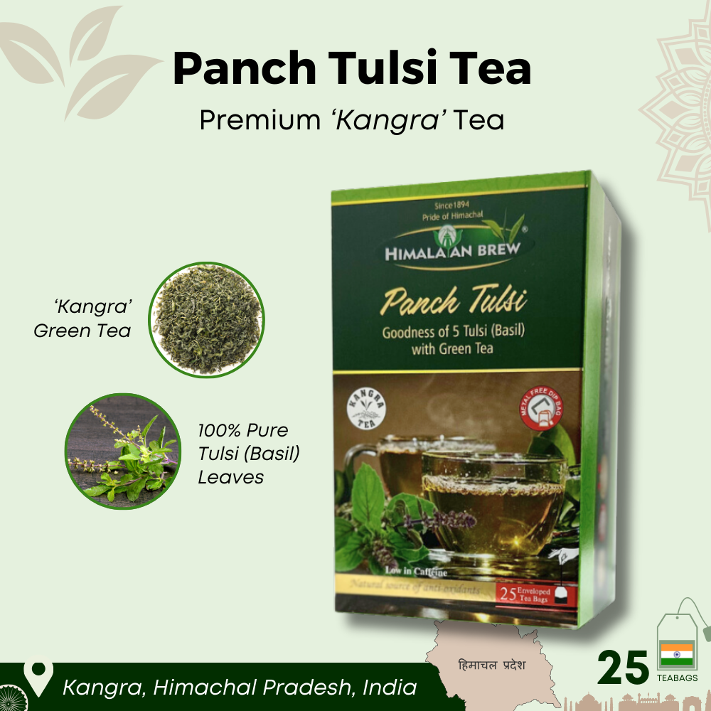 Himalayan Panch Tulsi (Basil) Green Tea (25 tea bags) ชาเขียวใบโหระพา ชนิดซอง แพ็ค 25 ซอง