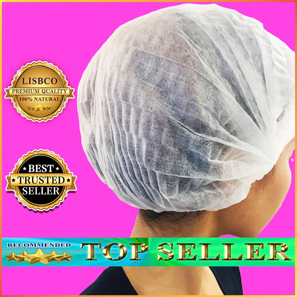 หมวกคลุมผมอาบน้ำ 50 ชิ้น pcs หมวกสปา หมวกตัวหนอน ใช้แล้วทิ้ง Shower Cap หมวกอนามัย หมวกกระดาษ หมวก