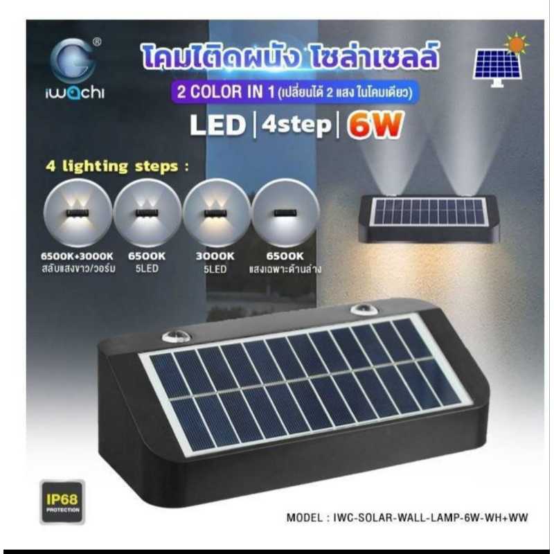 โคมไฟติดผนังโซล่าเซลล์ LED 6W อิวาชิ
