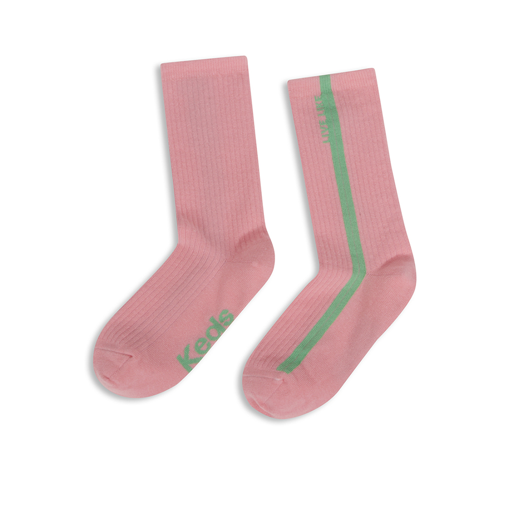 ถุงเท้า รุ่น STRIPE CREW SOCKS สีชมพู/เขียว