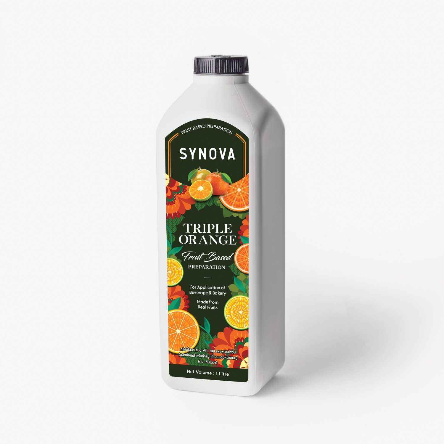 น้ำผลไม้เข้มข้น : SYNOVA ซอสทริปเปิ้ลออเร้นจ์เข้มข้น 1 L. (ขวด)