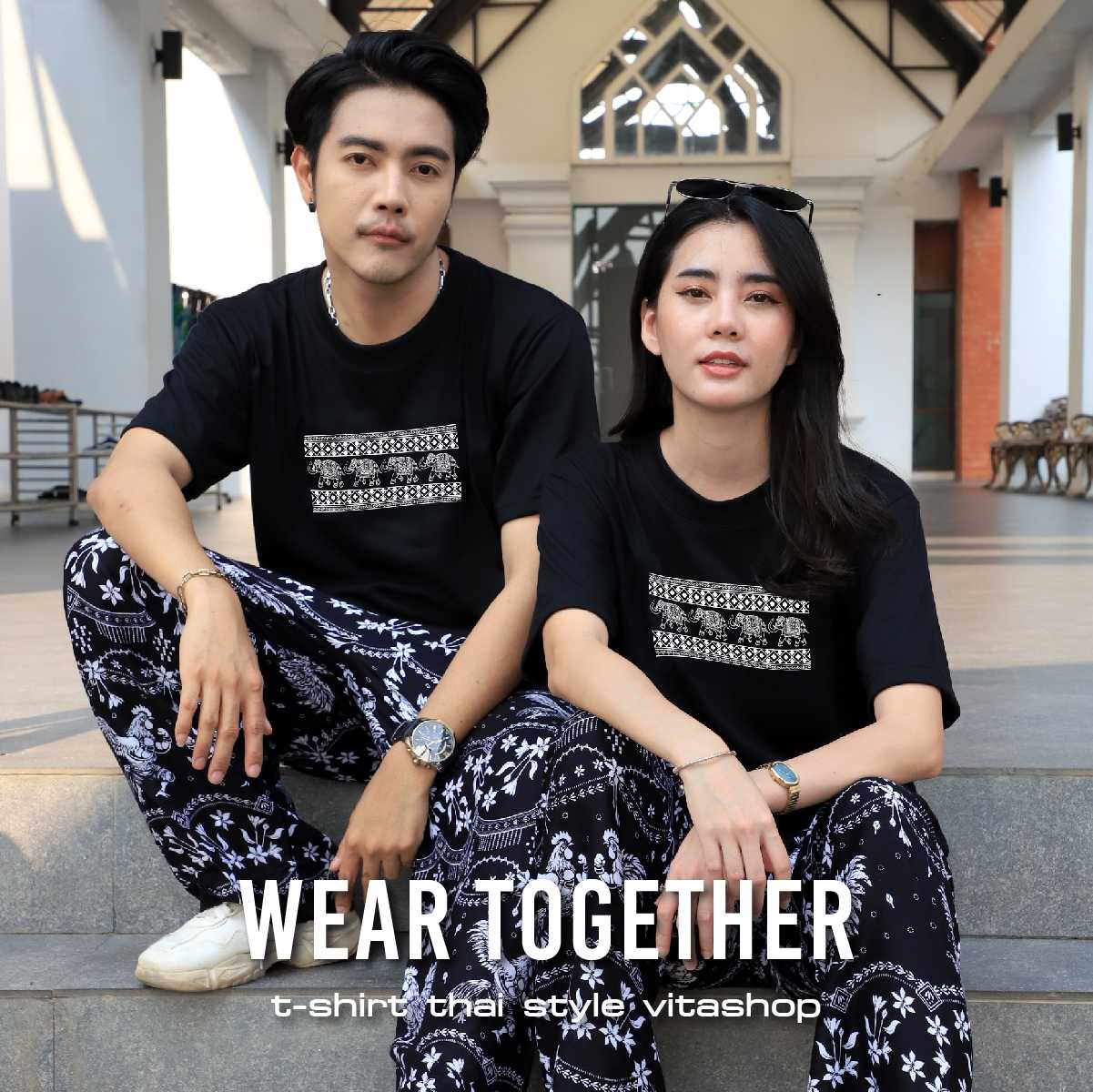 เสื้อโอเวอร์ไซส์ เสื้อช้าง ลายไทยมินิมอล ผ้า cotton100% ใส่ได้ทั้งชายหญิง พร้อมส่ง