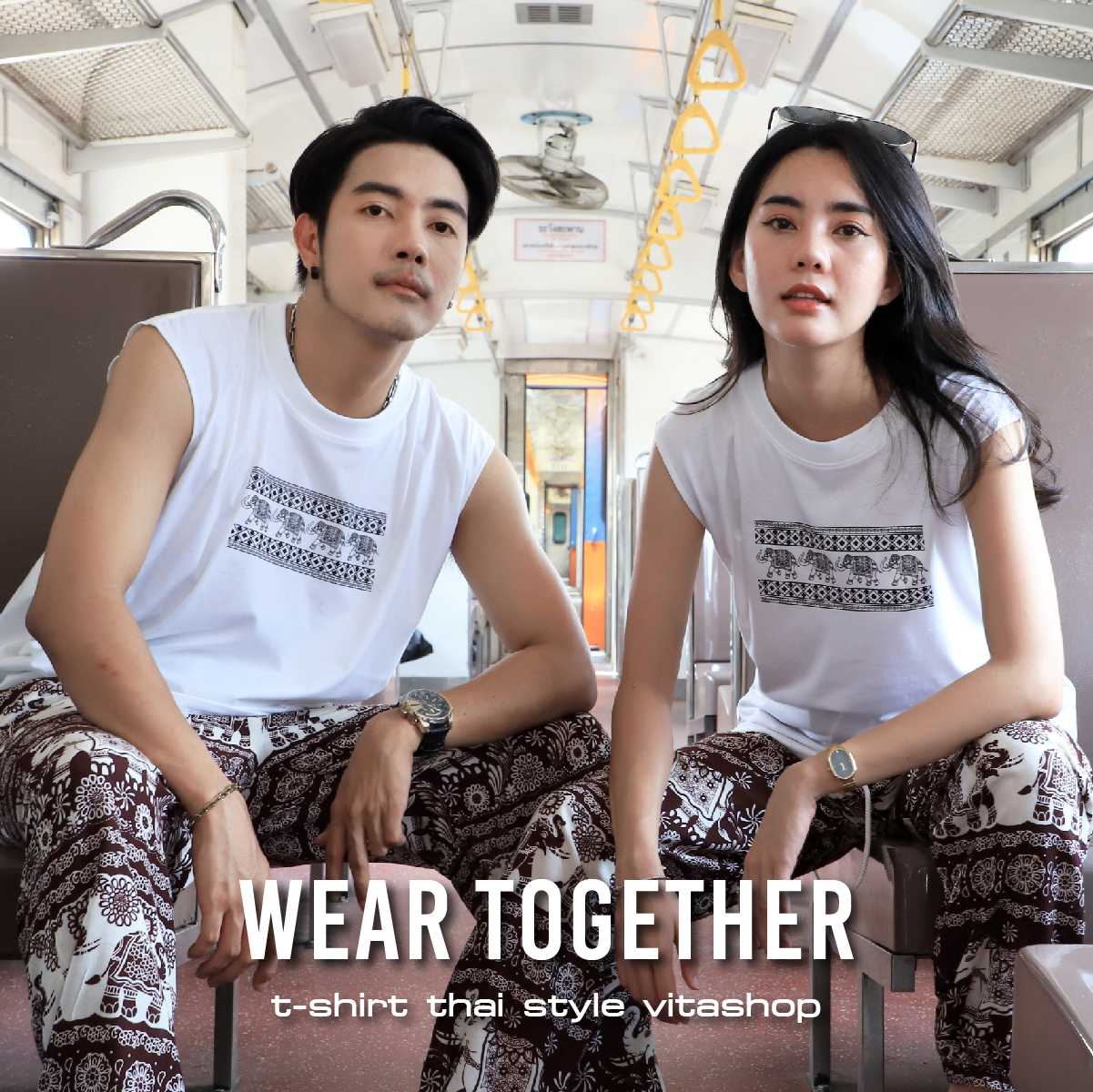 เสื้อแขนกุด เสื้อช้าง ลายไทยมินิมอล ผ้าcotton100% ใส่สบาย ใส่ได้ทั้งชายหญิง พร้อมส่ง
