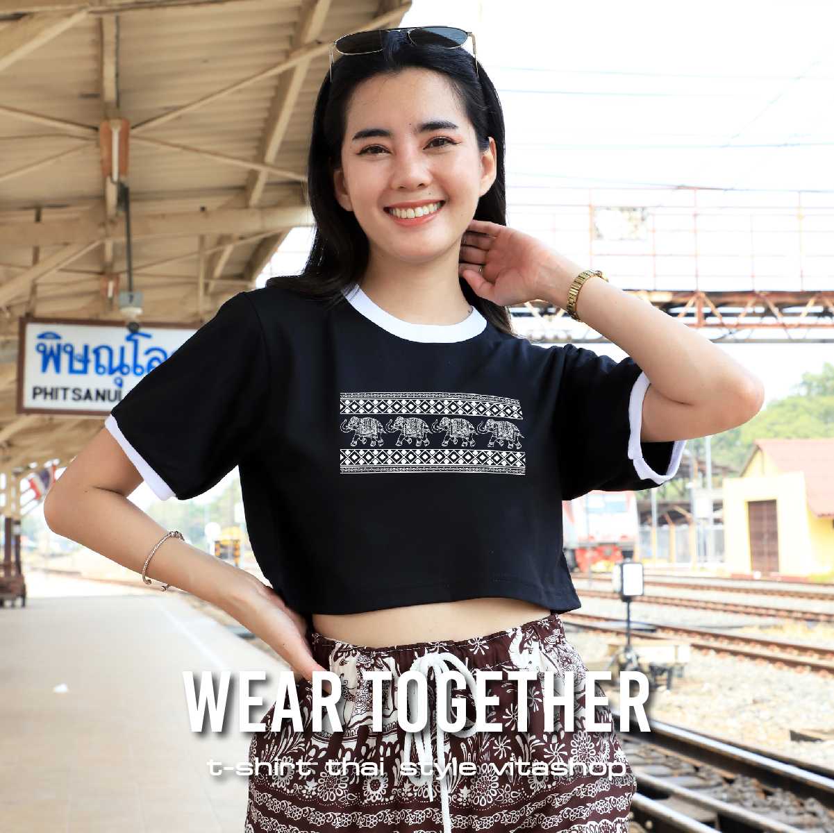 เสื้อครอป เสื้อช้าง  ผ้าcotton100% เนื้อนุ่ม ใส่สบาย พร้อมส่ง
