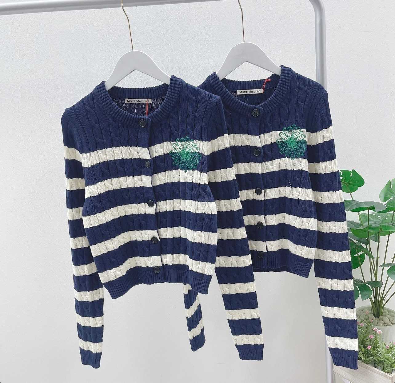 Mardi CARDIGAN ROUND NECK STRIPE_Navy