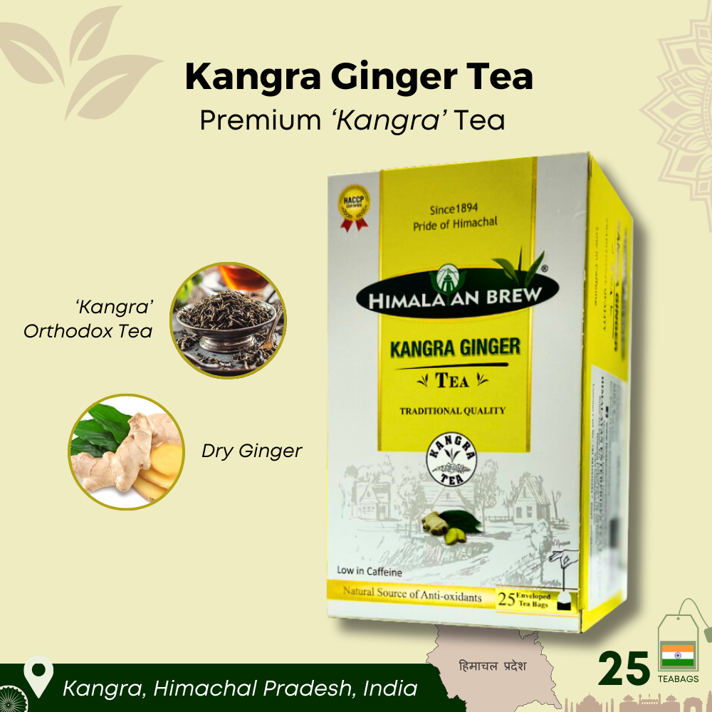 Himalayan Brew Kangra Ginger Green Tea (25 tea bags) ชาเขียวขิง ชนิดซอง แพ็ค 25 ซอง (low caffeine)
