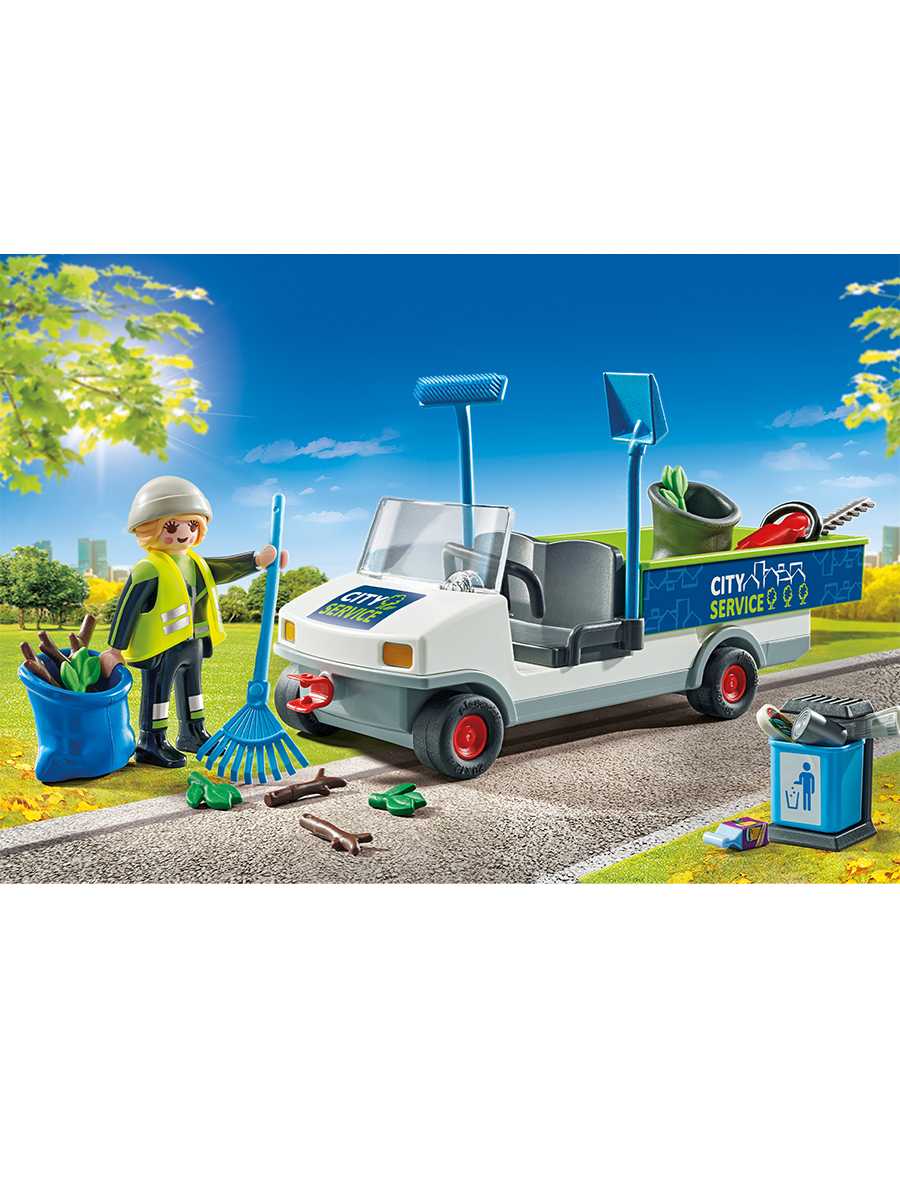 Playmobil 71433 City Cleaning Street Cleaner with a-Vehicle City Cleaning พนักงานทำความสะอาดถนน