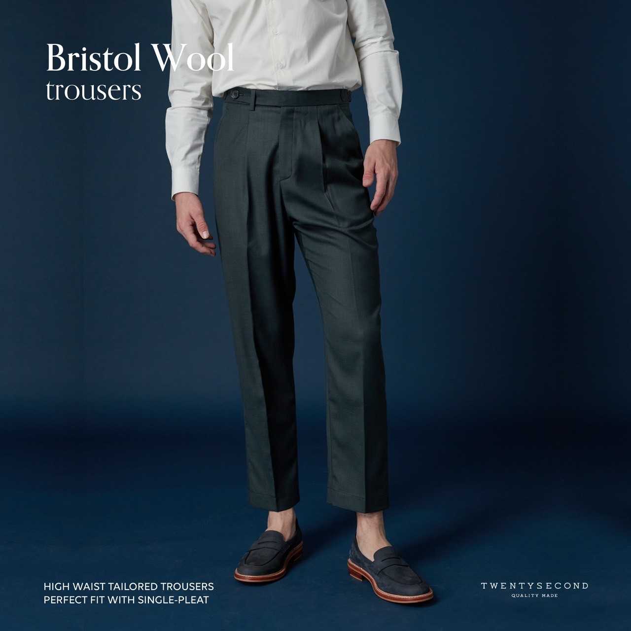 BRISTOL WOOL PANTS - GREEN
