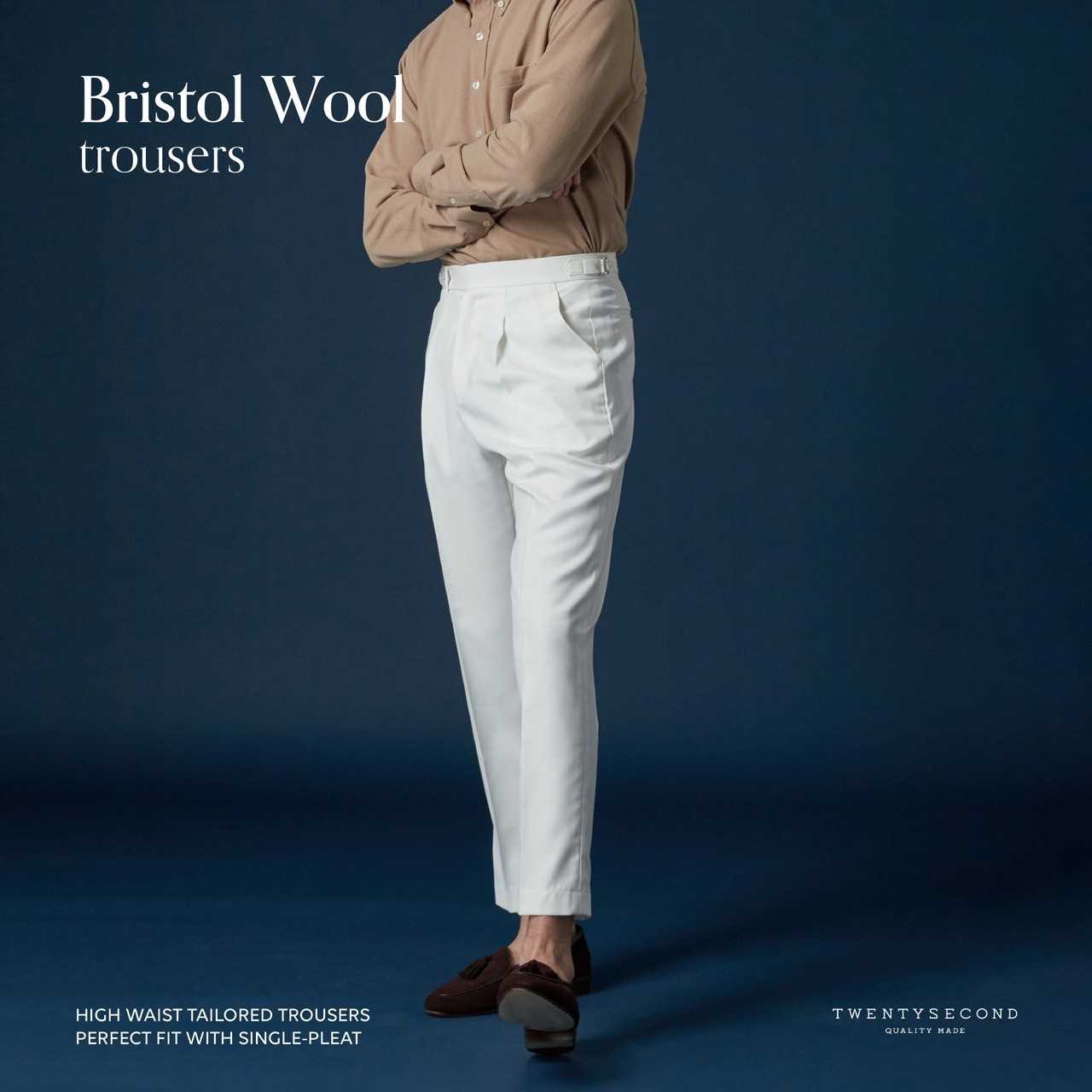 BRISTOL WOOL TROUSERS - WHITE