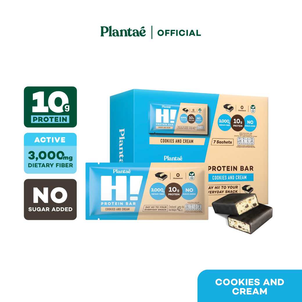 Plantae Hi Protein Bar : รส Cookies and Cream : โปรตีนพืช โปรตีนบาร์ Plant-based Protein