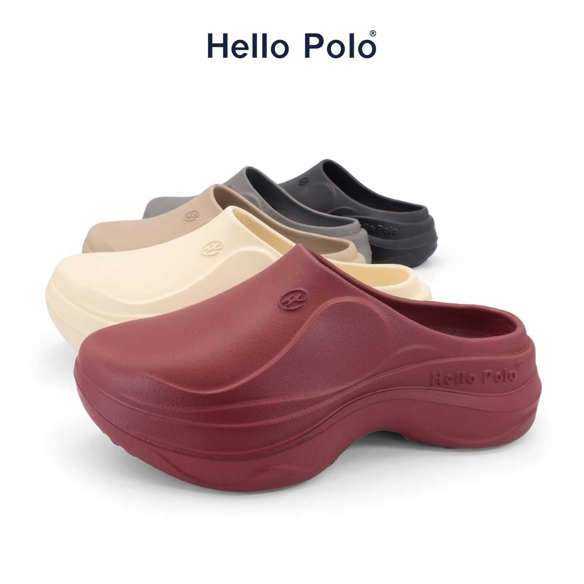 Hello Polo รุ่น HP8021 รองเท้าแตะ รองเท้าปิดปลายเท้า แฟชั่น พื้นหนา ส้นสูง 3.6 CM.