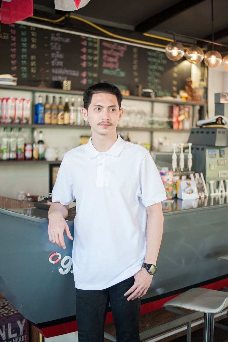 เสื้อโปโล ผ้า 100% Cotton สีขาว