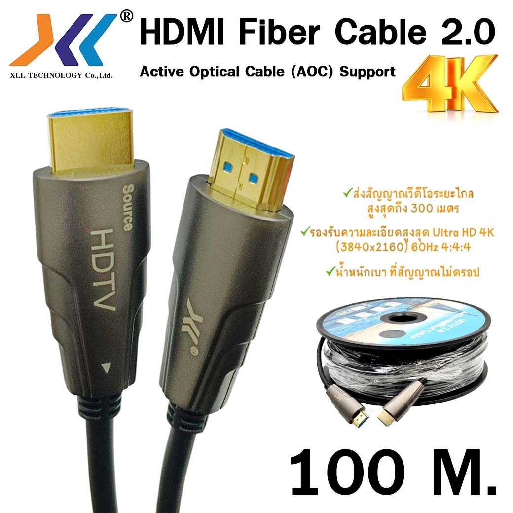 HDMI Fiber Cable 2.0 AOC CABLE Support 4K ยาว 100 เมตร