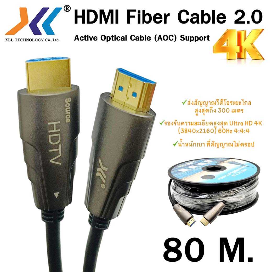 HDMI Fiber Cable 2.0 AOC CABLE Support 4K ยาว 80 เมตร