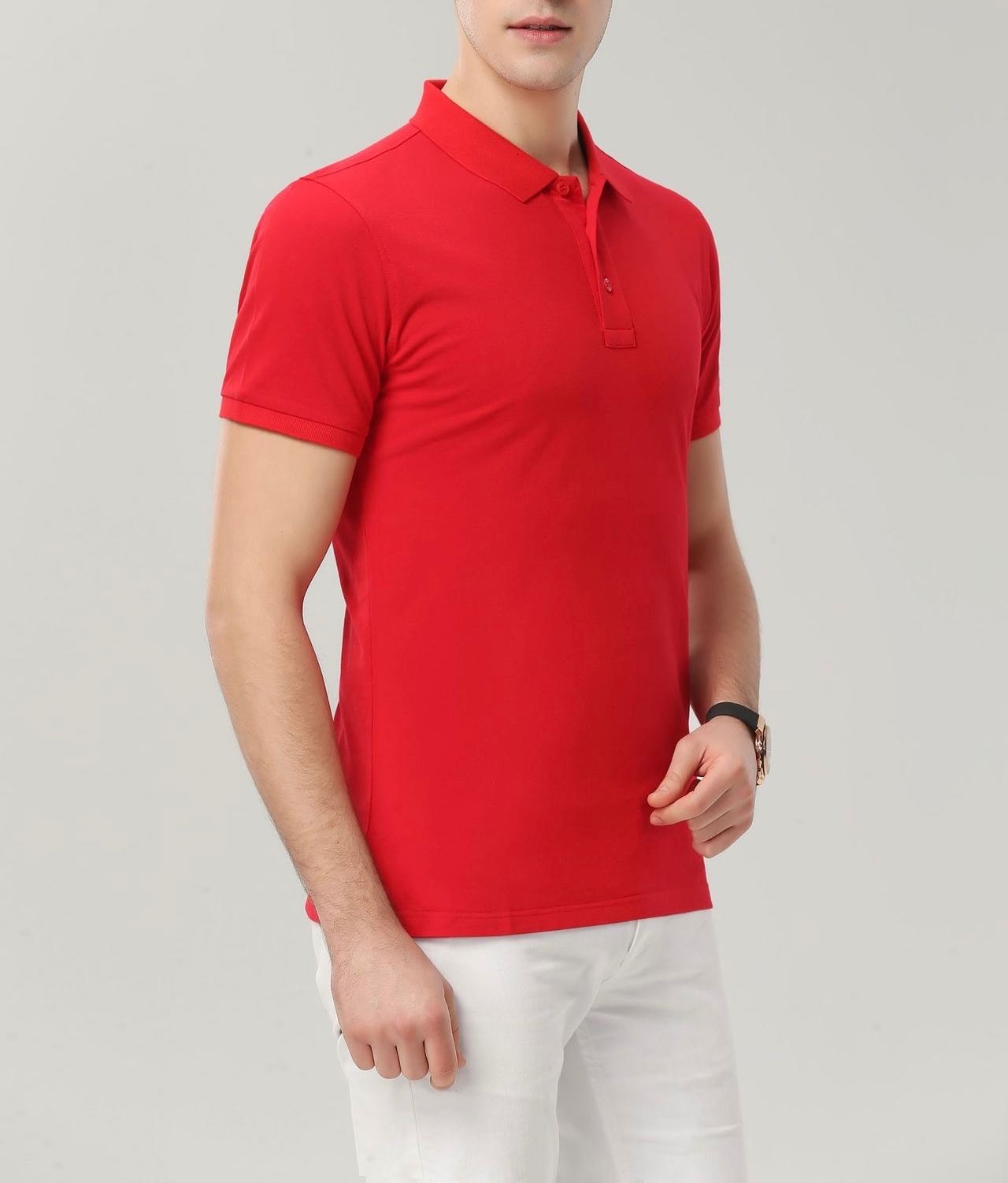 เสื้อโปโล ผ้า 100% Cotton สีแดง