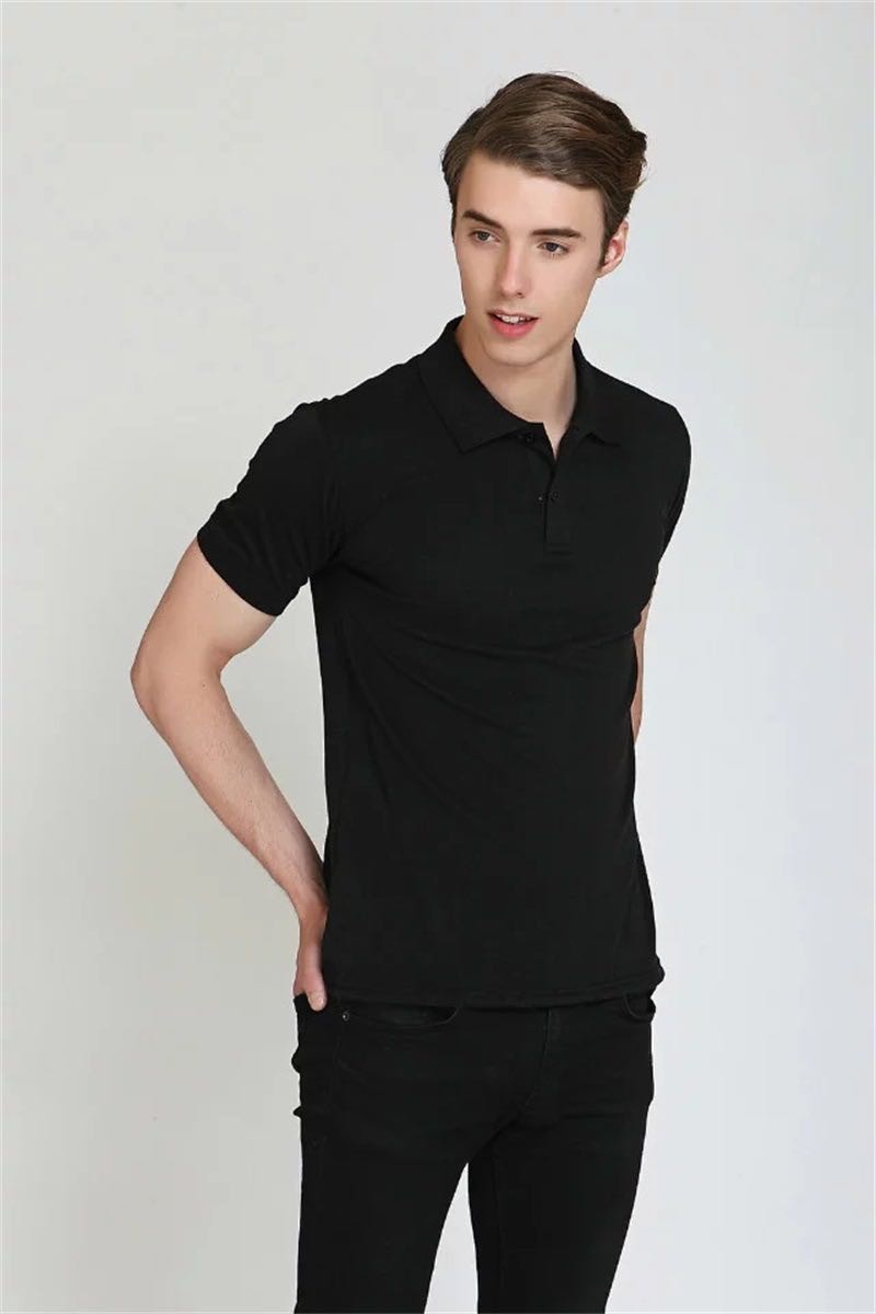 เสื้อโปโล ผ้า 100% Cotton สีดำ