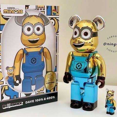 Be@rbrick Minion Dave Chrome 100%+400%