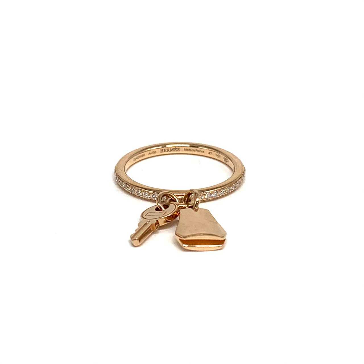 Hermes Kelly clochette ring size 47 rose gold