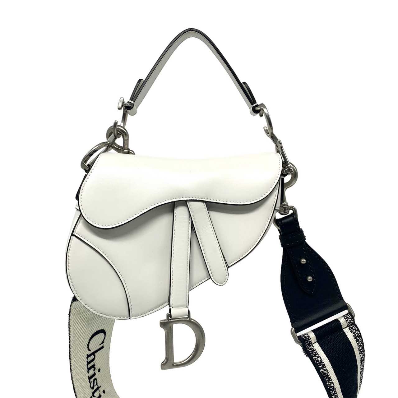 Dior Saddle mini white calf strap dc19