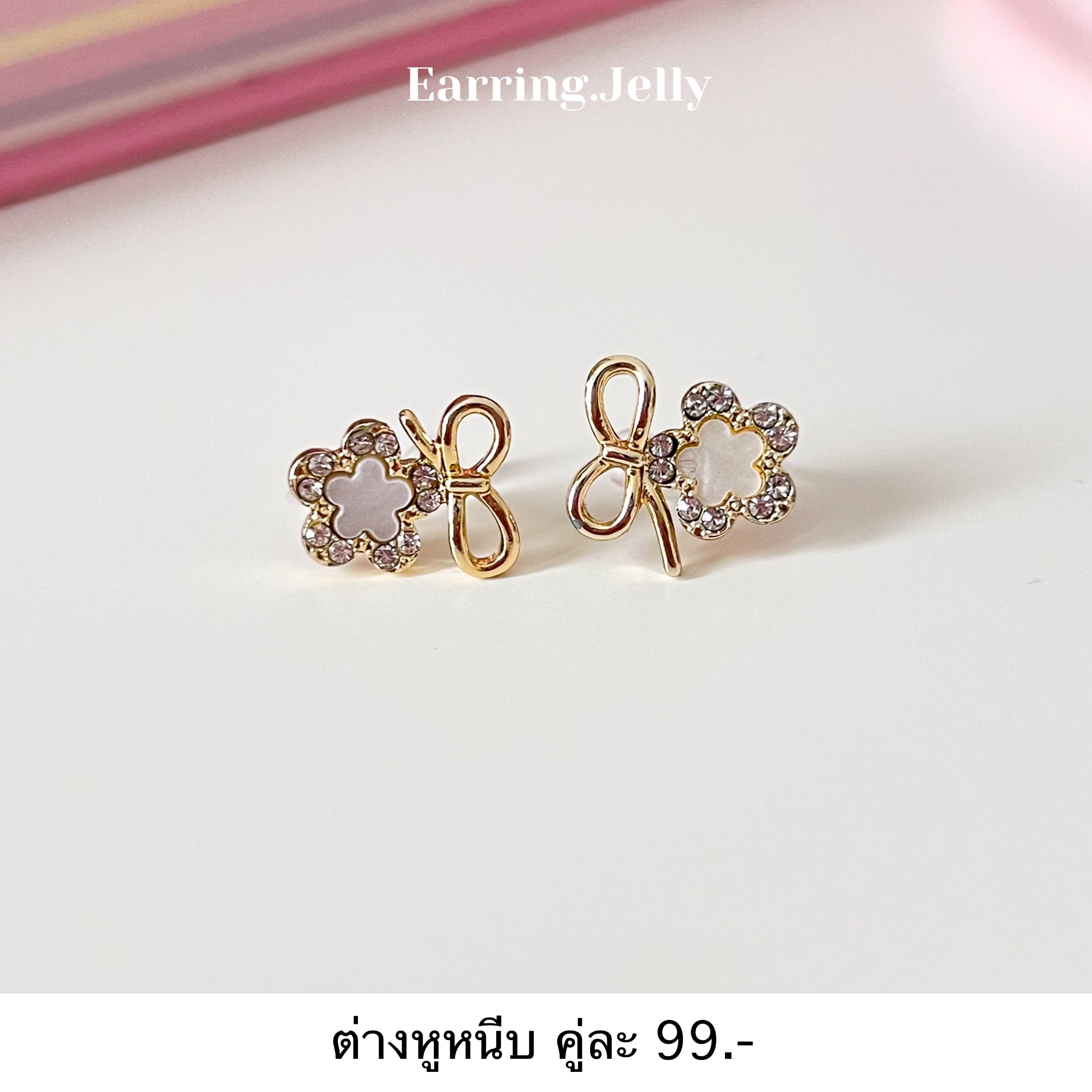 RS2581 ดอกไม้โบว์ ขอบทอง แป้นใส