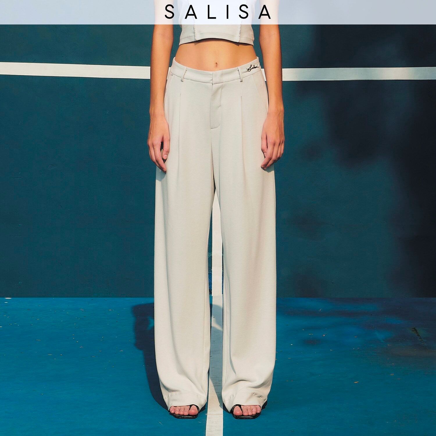 PANTS SS24 Mid-Rise Pleated Soft Brushed Jersey Soft Cloud Grey