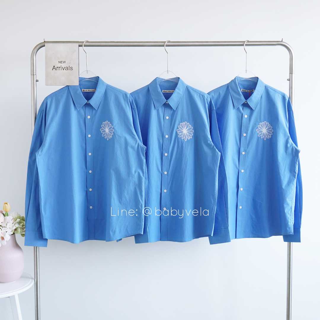 Mardi Cotton Poplin Shirt (Blue Cream)