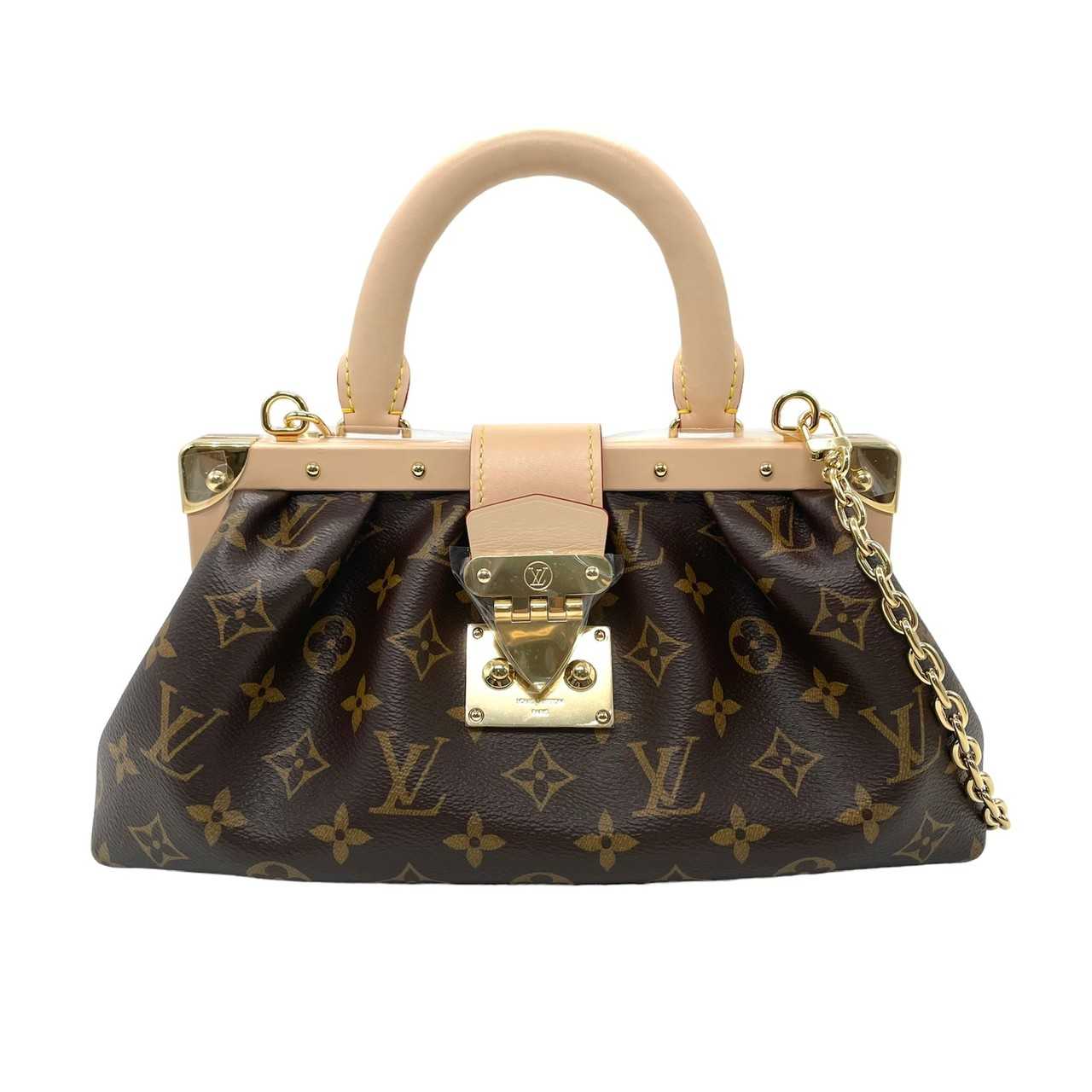 LV Clutch monogram with handle gold chain Microchip