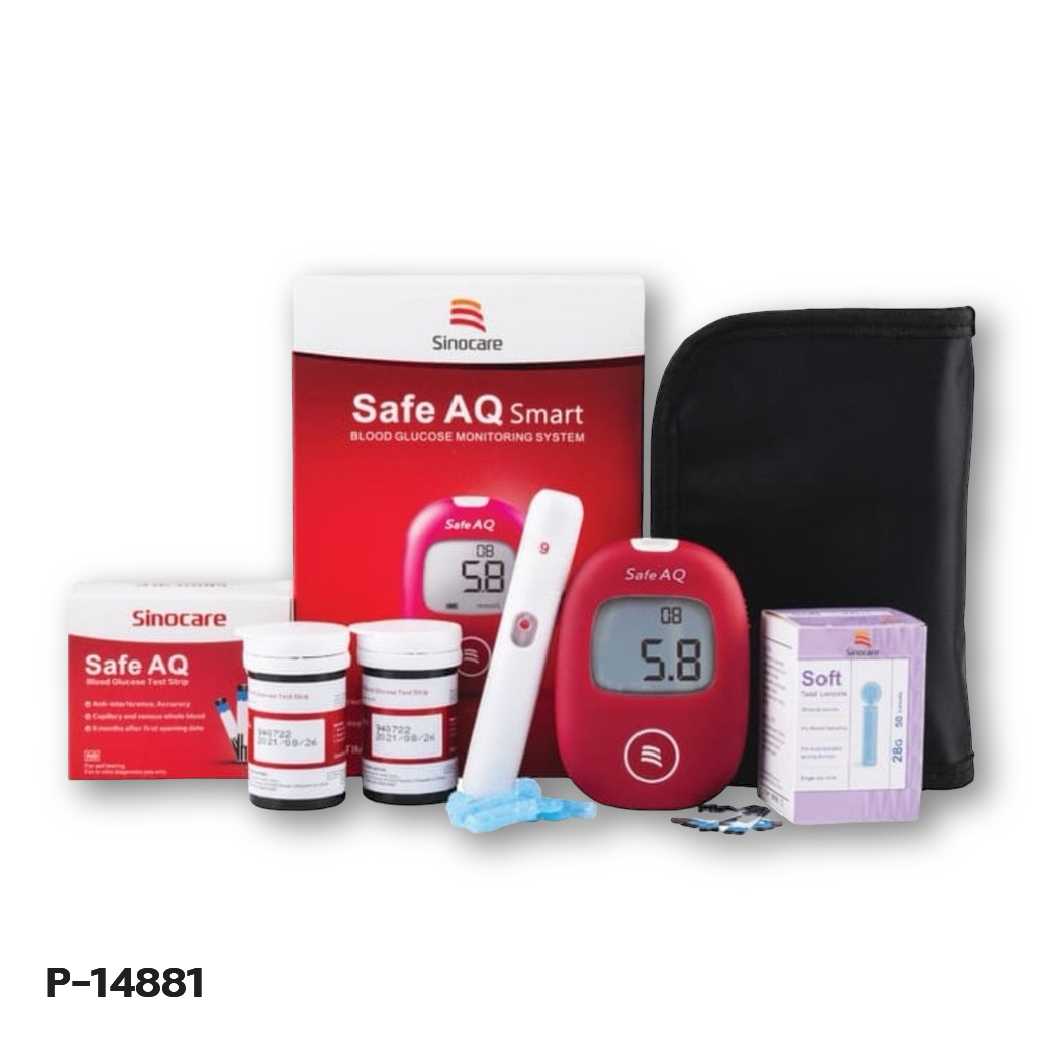 Sinocare เครื่องตรวจวัดระดับน้ำตาลในเลือด รุ่น Safe AQ Smart + (แผ่นตรวจ 50 ชิ้น+เข็ม 50 ชิ้น)