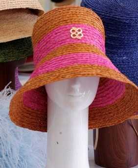 Striped raffle bucket hats