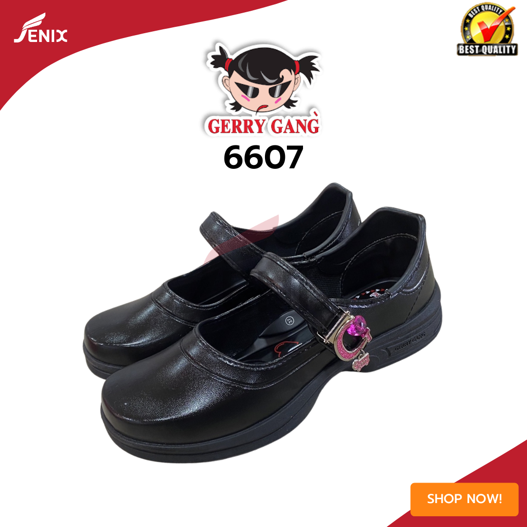 รองเท้านักเรียนหญิง GERRY GANG 6607 สีดำ SIZE 25-45 รุ่นใหม่ล่าสุด 2024