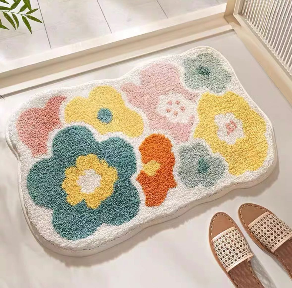 💐 พร้อมส่ง : พรมซับน้ำขนนุ่ม ลายดอกไม้ ver.3