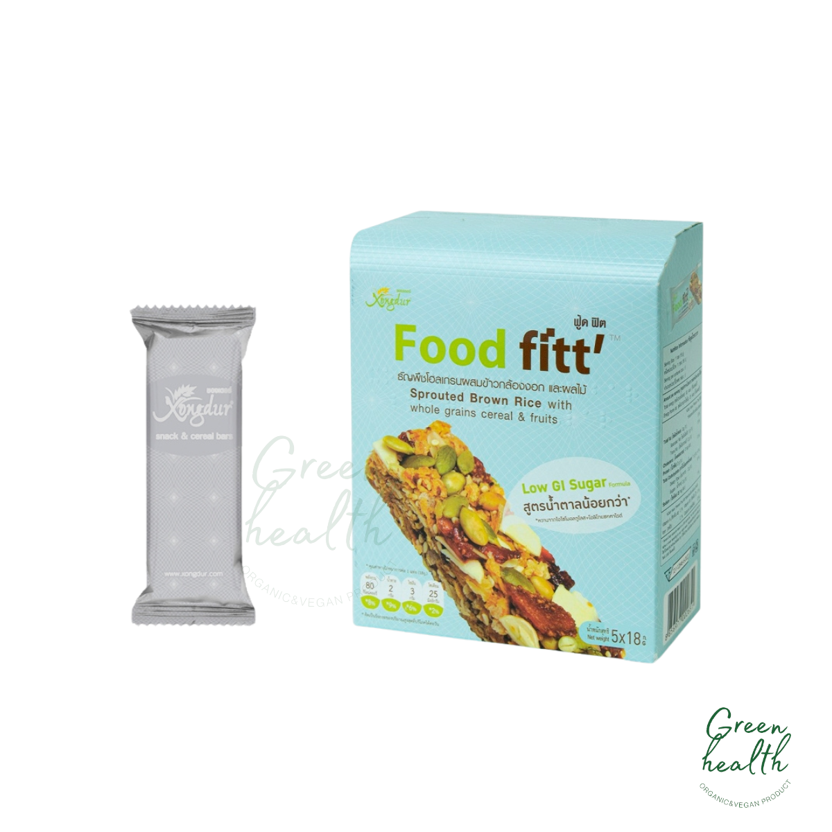 Xongdur  Food Fitt  ธัญพืชผสมผลไม้รวม ชนิดแท่ง  ( Low sugar ) กล่อง 5 แท่ง