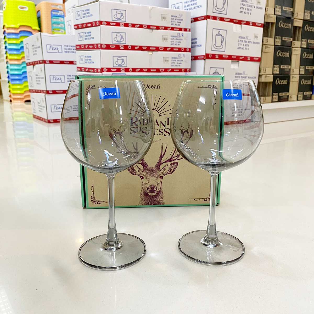 [กล่อง2ใบ] Ocean ชุดของขวัญ แก้วไวน์ 650มล. The Magical Wishes Wine Glass Stemware Set - Radiant