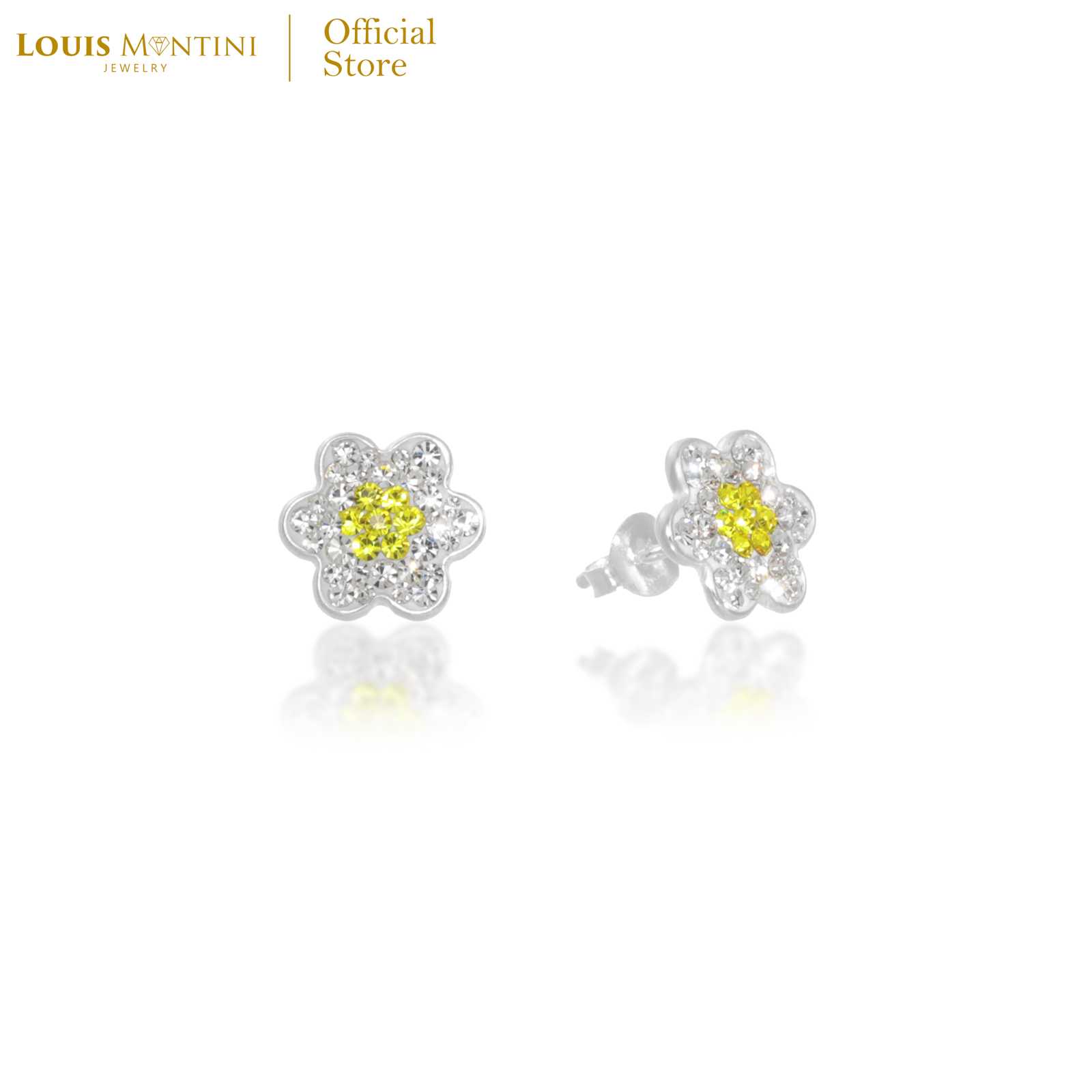 Louis Montini (Jewelry) ต่างหูเงินแท้ 92.5% ต่างหูผู้หญิง รูปดอกไม้ LJER130