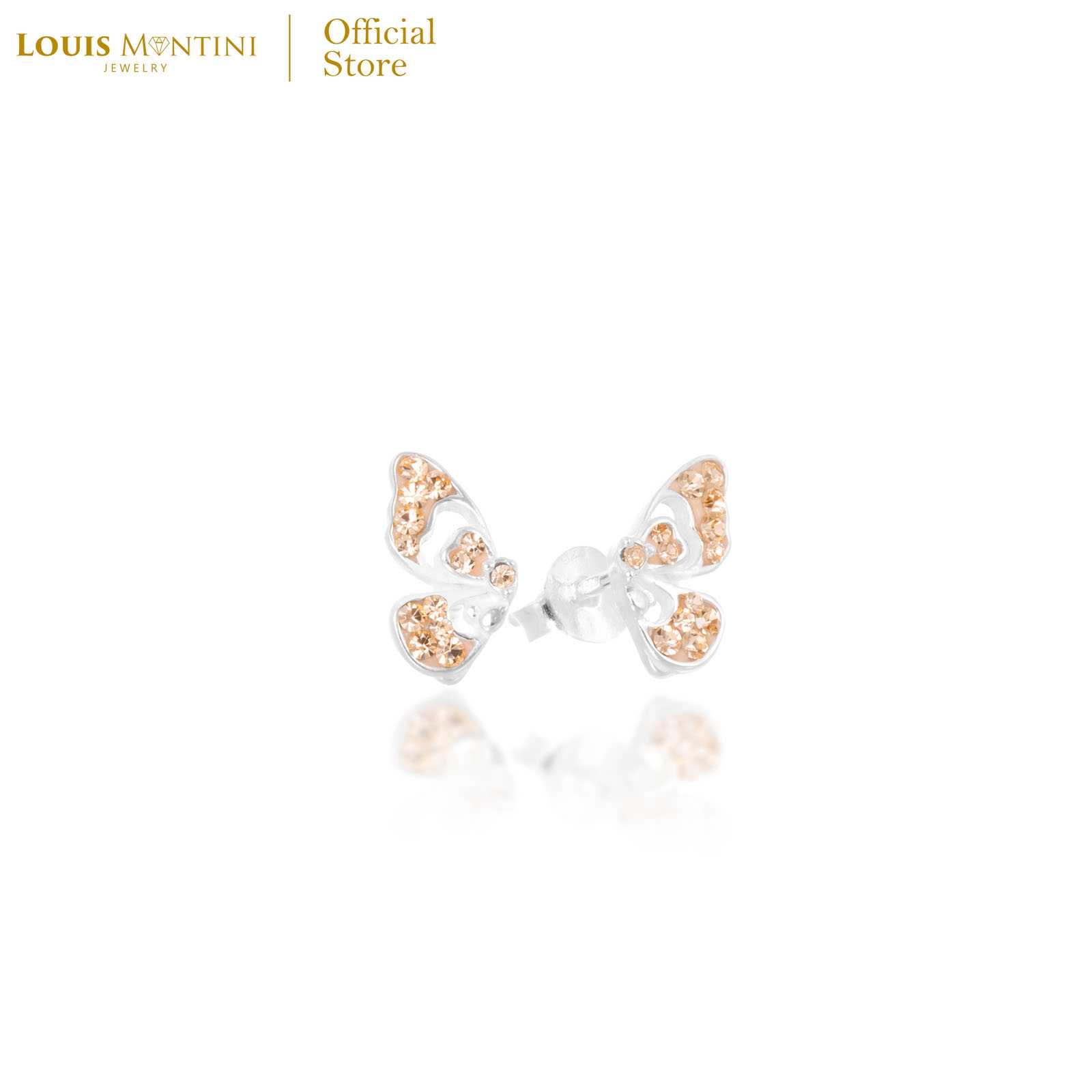 Louis Montini (Jewelry) ต่างหูเงินแท้ 92.5% ต่างหูผู้หญิง รูปปีกผีเสื้อ LJER136