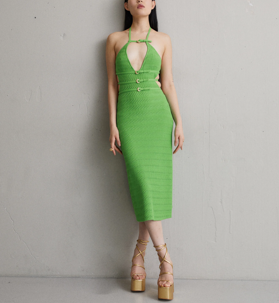 SALE! Cult Gaia EVALEIGH KNIT DRESS - FERN | LINE SHOPPING
