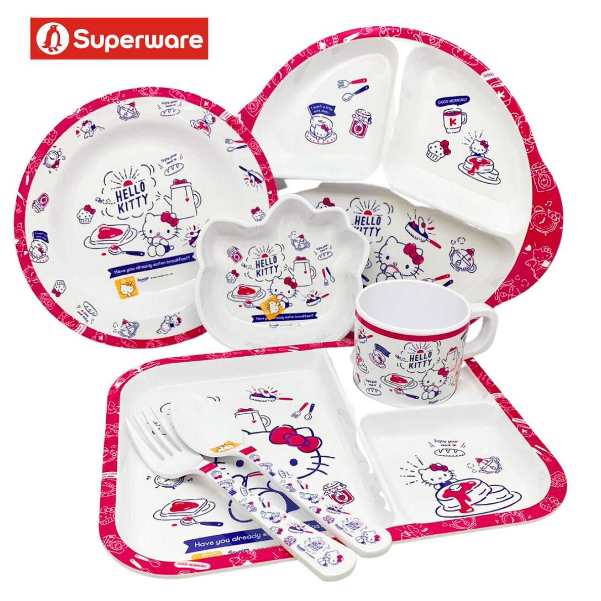 คิตตี้ เบรคฟาสต์ จานชาม เมลามีน ศรีไทยซุปเปอร์แวร์ Superware Sanrio Kitty [ขายเป็นชิ้น]
