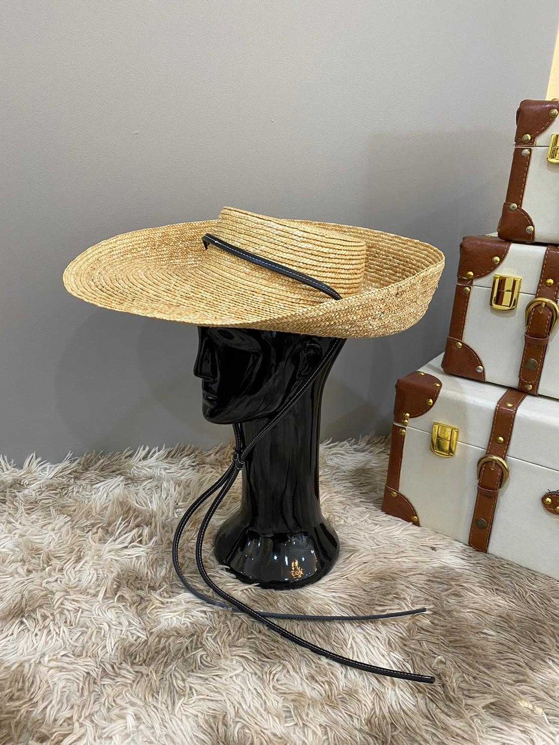 Straw hats with leather strap